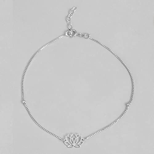 ZAVYA 925 Sterling Silver Designer Lotus Floral Rhodium Plated Adjustable Chain Anklet (Single) | Gift for Women & Girls | With Certificate of Authenticity & 925 Hallmark - Image 4