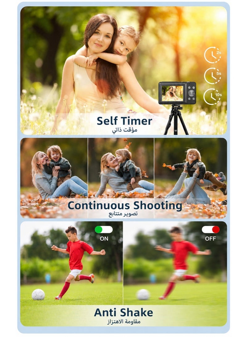 Yatao Digital Camera 44MP FHD 1080P Kids Camera, Point and Shoot Camera with 32GB SD Card, 16X Zoom, Lanyard, Black - Image 3