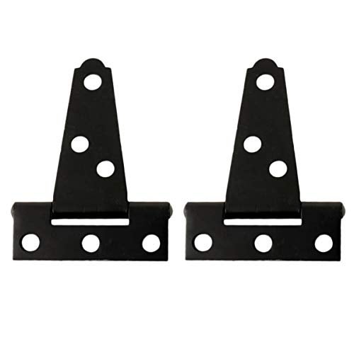 DOITOOL 2 Pcs 2 Inch T Hinges, Black T-Strap Shed Door Gate Hinge for Wooden Fence Barn Door Hardware, Iron Rustproof Small Heavy Duty T-Shaped Hardware for Cabinets Windows - Image 1