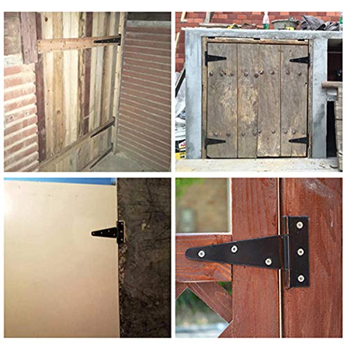 DOITOOL 2 Pcs 2 Inch T Hinges, Black T-Strap Shed Door Gate Hinge for Wooden Fence Barn Door Hardware, Iron Rustproof Small Heavy Duty T-Shaped Hardware for Cabinets Windows - Image 3