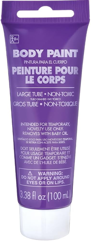 Amscan Body Paint for Halloween - 3.38 oz. (1 Pc.) - Vibrant & Easy-to-Apply Costume Makeup, Perfect for Props and Parties, Purple