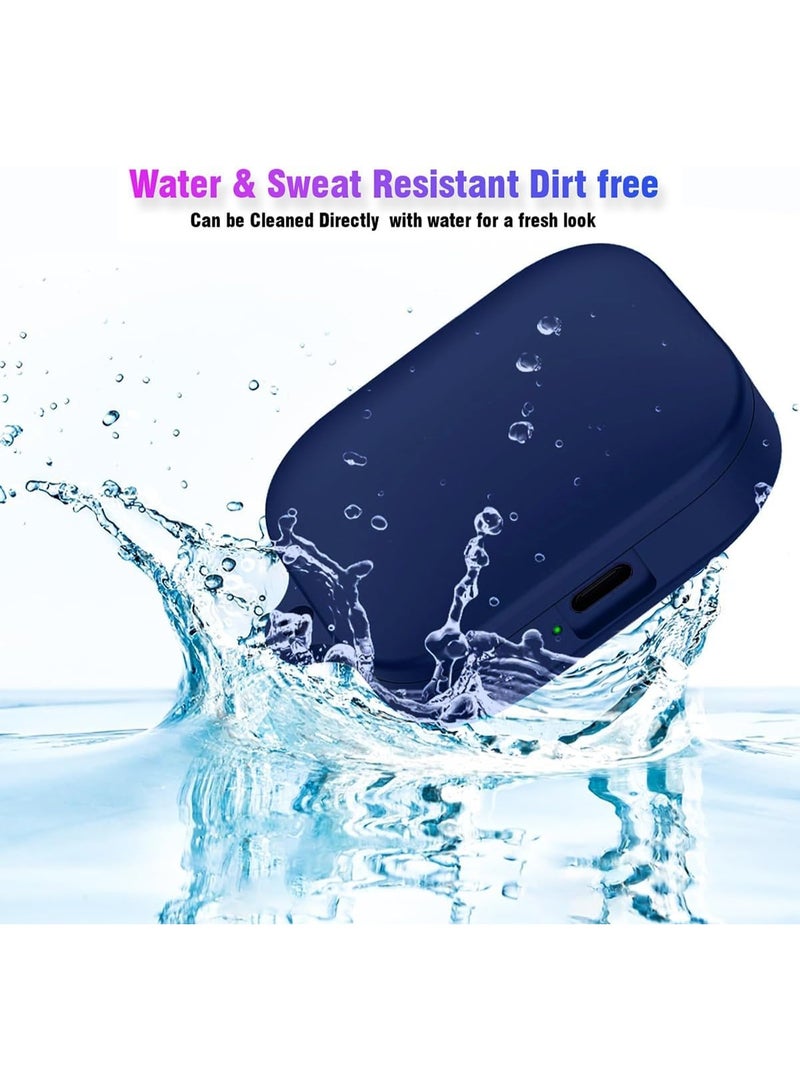 Silicone Case for Redmi Buds 7S with Carabiner, Soft and Flexible, Ultra-Thin Shockproof Cover Slim-Fit Anti-Fall Earphone Case for Redmi Buds 7S , Navy Blue - Image 5