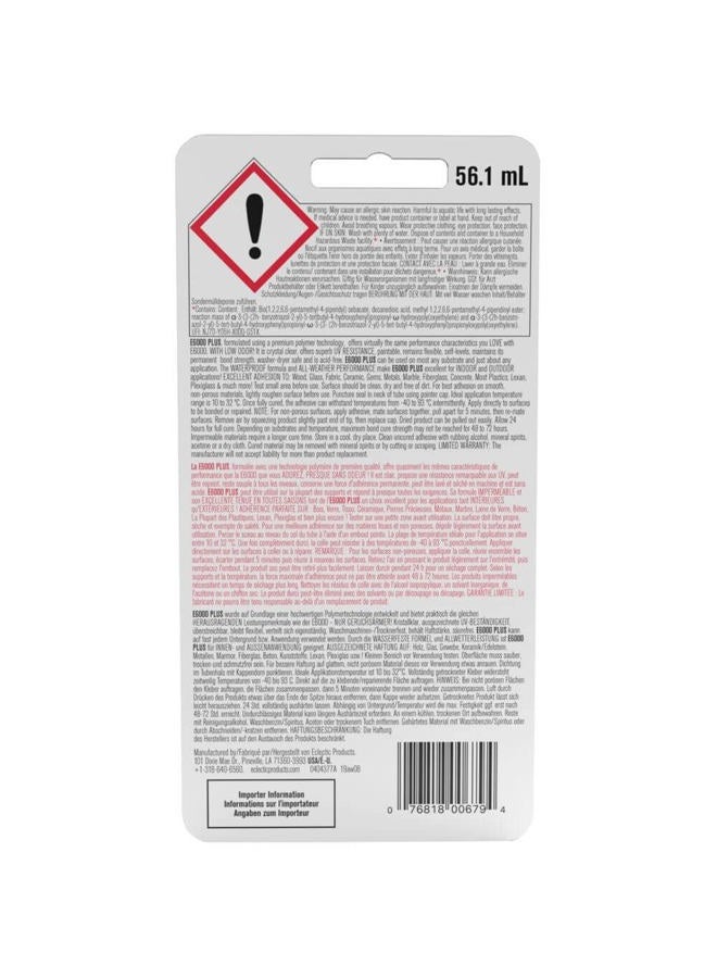 E6000 Eclectic Products inc. Plus Multi-Purpose Clear Glue, Waterproof and Paintable, Strong Flexible Craft Adhesive for Wood, Glass, Fabric, Ceramic, Metal and More, 56.1ml - Image 2