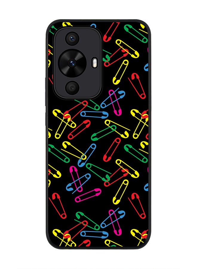 Stylizedd Rugged Black edge case for Huawei nova 12s / Huawei nova 11/ Huawei nova 12 Lite 4G, Slim fit Case Flexible Anti Drop TPU Gel Thin Cover - Safety Pins - Image 1