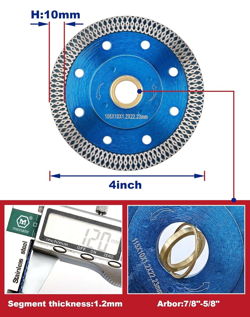 OSTEK 5Pcs/Lot 4" Diamond Saw Blades for Granite Marble Ceramic Porcelain Tiles - Image 3