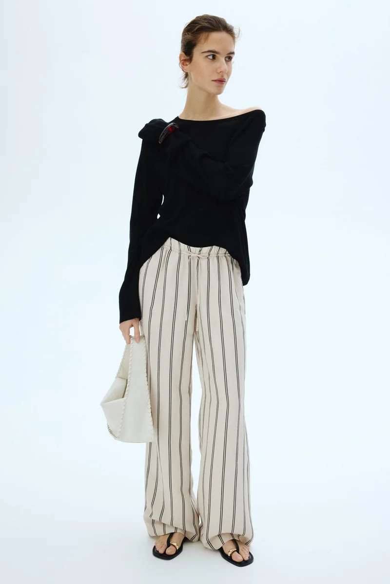 اتش اند ام MAMA Before & After linen-blend trousers