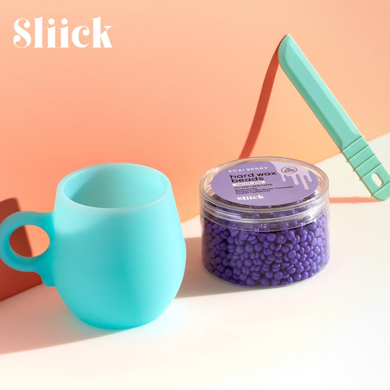 Sliick At Home Waxing Kit for Women â€“ Acai Berry Scent, Hard Wax Kit for Hair Removal, Microwave Melting Cup, Applicator & Beads, At Home Wax Set - Image 4
