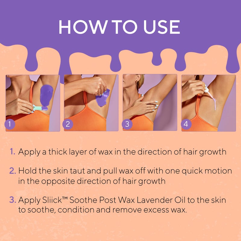Sliick At Home Waxing Kit for Women â€“ Acai Berry Scent, Hard Wax Kit for Hair Removal, Microwave Melting Cup, Applicator & Beads, At Home Wax Set - Image 5