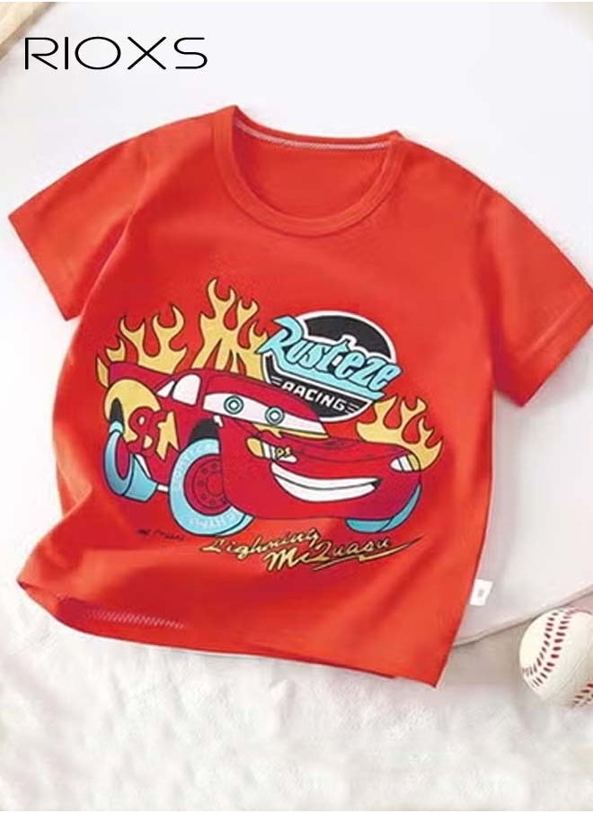 RIOXS - Toddler Baby Boys Top and Short Sets Kids Short Sleeve Shirt Short Suits Cotton Outfits Summer Playwear - Image 1