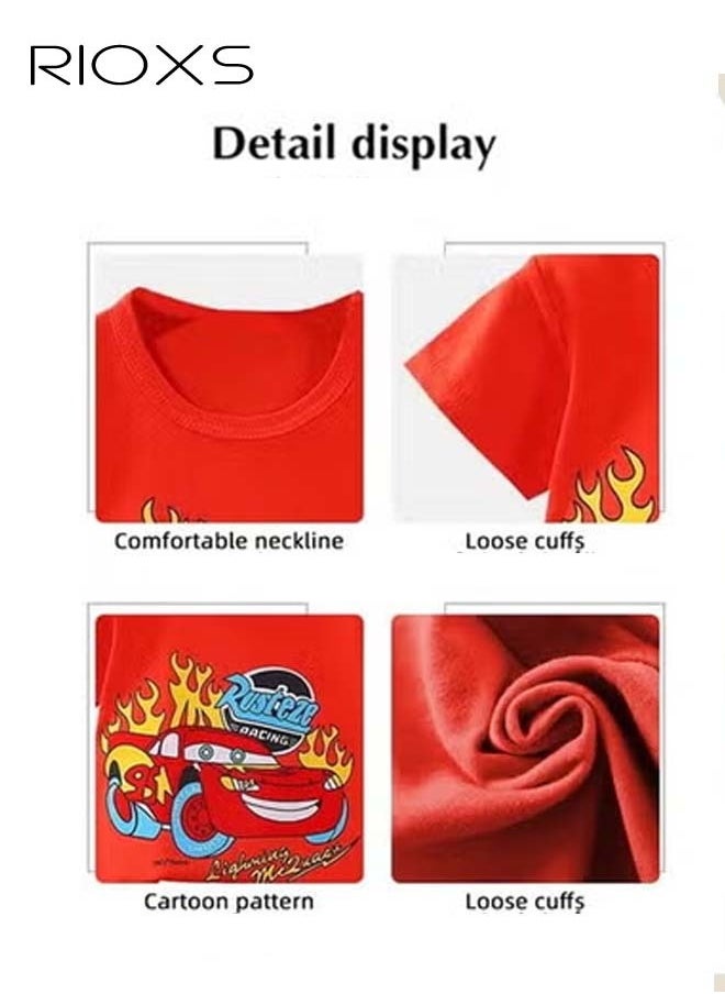 RIOXS - Toddler Baby Boys Top and Short Sets Kids Short Sleeve Shirt Short Suits Cotton Outfits Summer Playwear - Image 1