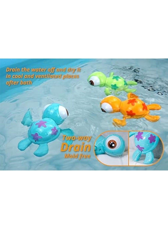 Wind-up Swimming Sea Turtles Bath Toy, No Battery Mold-Free Anti-Rust Interactive Montessori Toy for Kids 18M+ (3pcs)  - Image 3