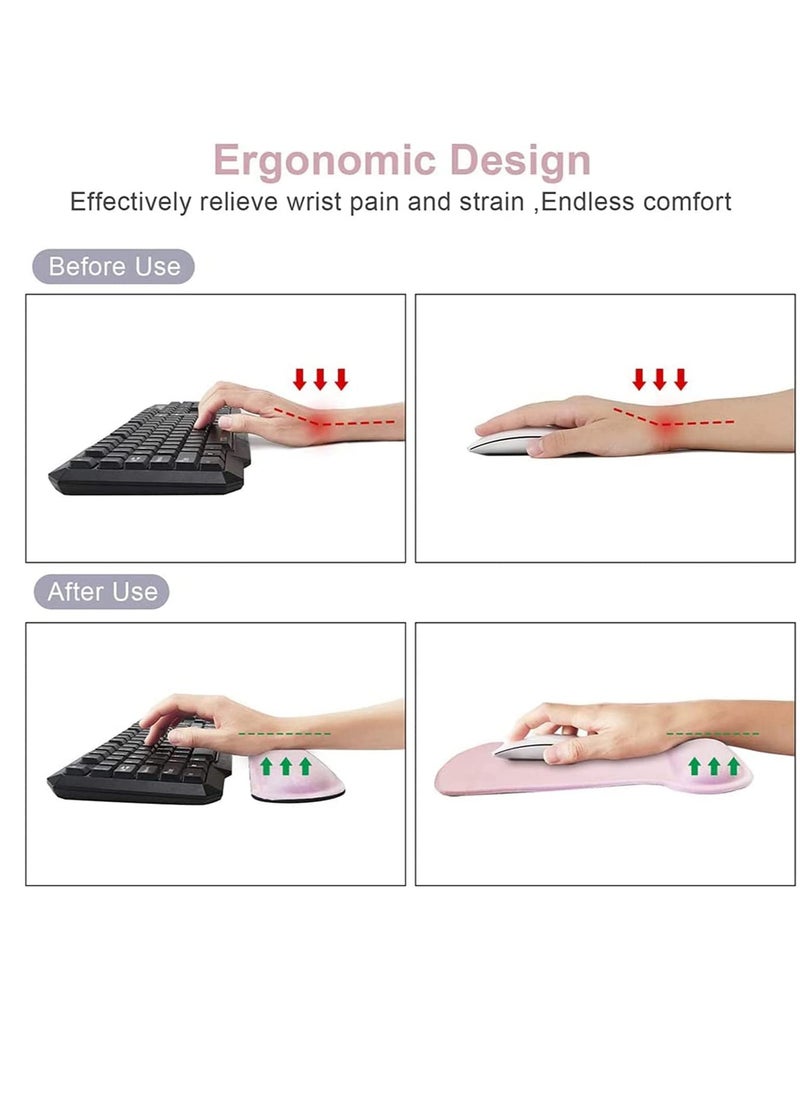 SYOSI - Keyboard Wrist Rest Pad and Ergonomic Mouse Pad with Wrist Rest Support,Gel Memory C ute Mousepads Mat Comfortable for Home Office Efficient Working Easy Typing  Pain Relief,Light Pink - Image 1