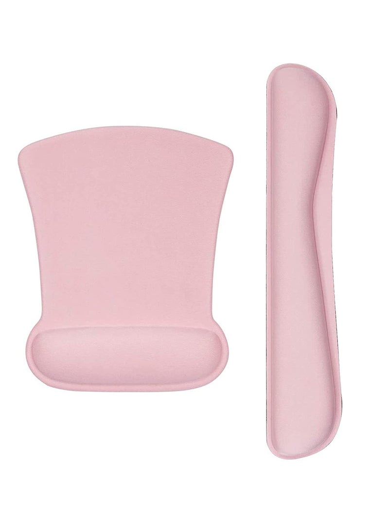 SYOSI - Keyboard Wrist Rest Pad and Ergonomic Mouse Pad with Wrist Rest Support,Gel Memory C ute Mousepads Mat Comfortable for Home Office Efficient Working Easy Typing  Pain Relief,Light Pink - Image 1