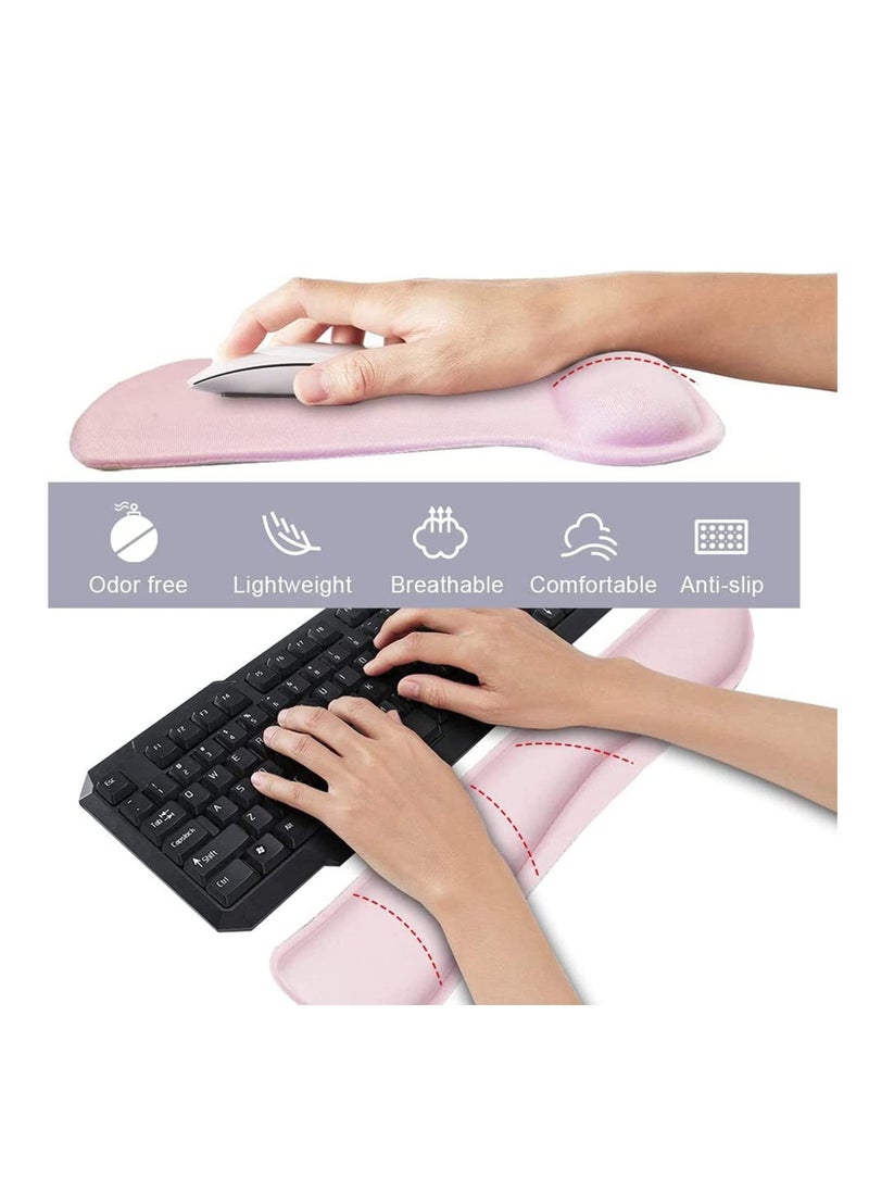 SYOSI - Keyboard Wrist Rest Pad and Ergonomic Mouse Pad with Wrist Rest Support,Gel Memory C ute Mousepads Mat Comfortable for Home Office Efficient Working Easy Typing  Pain Relief,Light Pink - Image 1