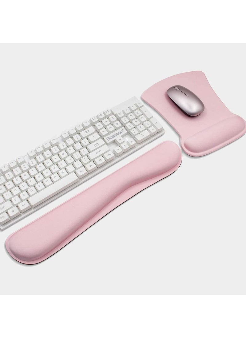SYOSI - Keyboard Wrist Rest Pad and Ergonomic Mouse Pad with Wrist Rest Support,Gel Memory C ute Mousepads Mat Comfortable for Home Office Efficient Working Easy Typing  Pain Relief,Light Pink - Image 1