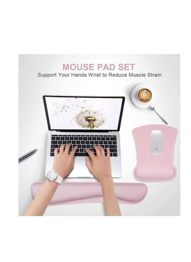 SYOSI - Keyboard Wrist Rest Pad and Ergonomic Mouse Pad with Wrist Rest Support,Gel Memory C ute Mousepads Mat Comfortable for Home Office Efficient Working Easy Typing  Pain Relief,Light Pink - Image 1