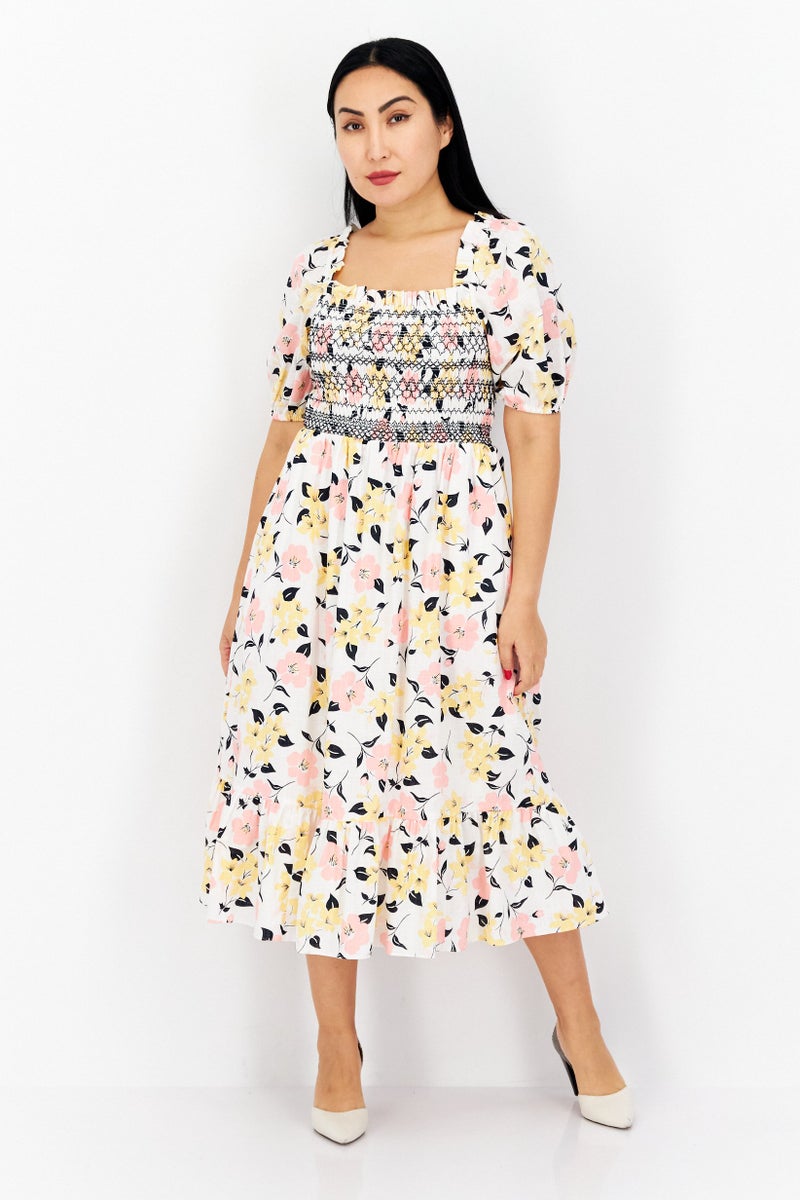 Kate Spade فستان كاجوال ميدي مزخرف بالورود للنساء، متعدد الألوان - Image 1