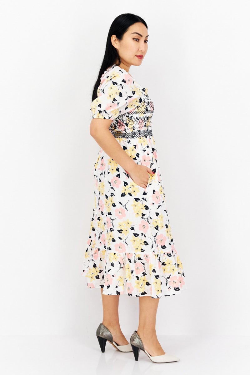 Kate Spade فستان كاجوال ميدي مزخرف بالورود للنساء، متعدد الألوان - Image 2