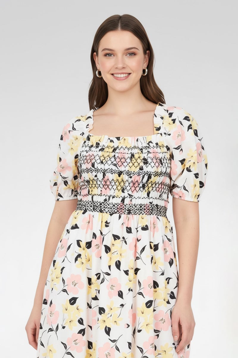 Kate Spade فستان كاجوال ميدي مزخرف بالورود للنساء، متعدد الألوان - Image 3