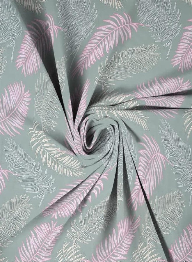 SHOPICTED Premium Cotton Elastic Fitted Bedsheets with 2 Pillow Covers | Double Bed with All Around Elastic 220 TC Supersoft | Size - 72 King Sizex78+10 inches | Abstract, Green and Pink Feather - Image 3