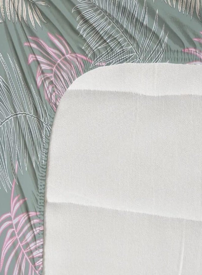 SHOPICTED Premium Cotton Elastic Fitted Bedsheets with 2 Pillow Covers | Double Bed with All Around Elastic 220 TC Supersoft | Size - 72 King Sizex78+10 inches | Abstract, Green and Pink Feather - Image 4