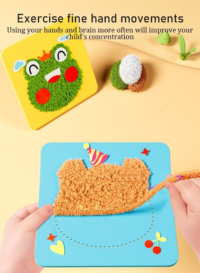 DIY Embroidery Doll Set for Kids Funny Cartoon Animal Sewing Craft Kit, Cartoon Animal Felt Embroidery Stitching with Stickers，SEducational Hand-Sewing Set - Image 4