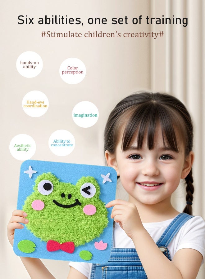 DIY Embroidery Doll Set for Kids Funny Cartoon Animal Sewing Craft Kit, Cartoon Animal Felt Embroidery Stitching with Stickers，SEducational Hand-Sewing Set - Image 2