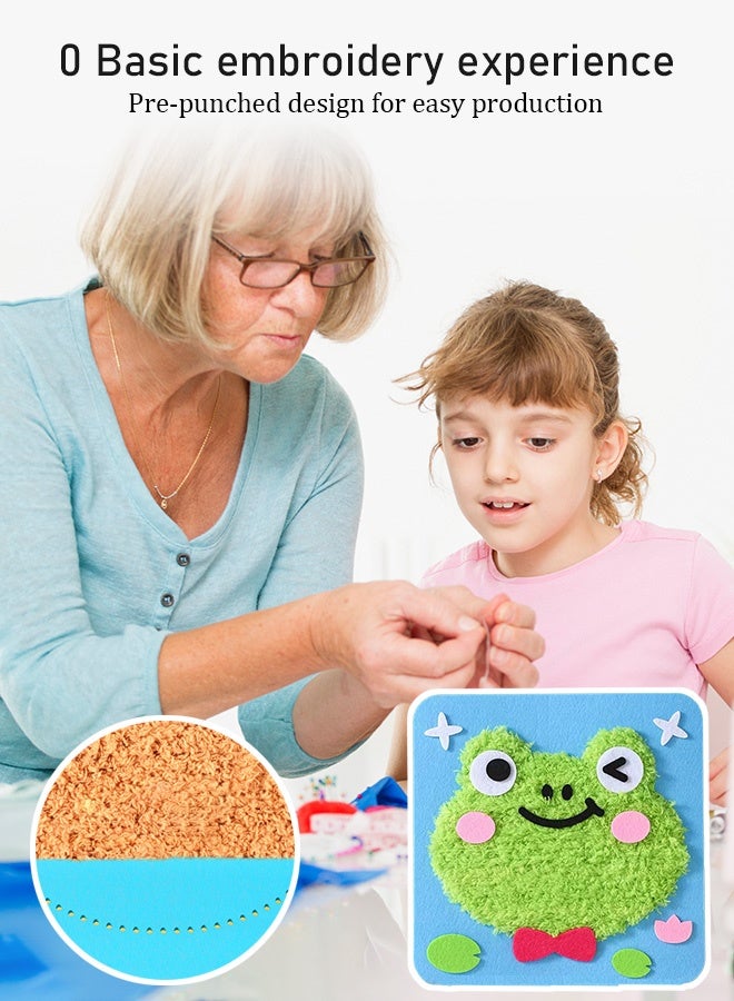 DIY Embroidery Doll Set for Kids Funny Cartoon Animal Sewing Craft Kit, Cartoon Animal Felt Embroidery Stitching with Stickers，SEducational Hand-Sewing Set - Image 5