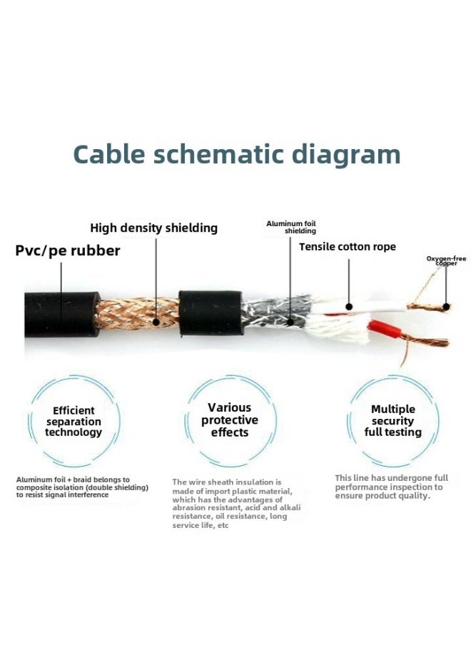 ماركة غير محددة XLR Line Cannon ذكر إلى أنثى ميكروفون صوتي مدفع ميكروفون خط خلاط مضخم الطاقة خط تمديد 10 متر خط الصوت اللون: أسود - الطول: 50 سم  - Image 3