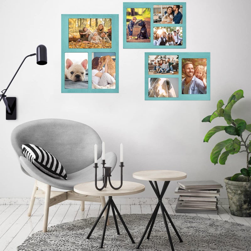 ZEEYUAN 3 Picture Frame Collage Photo Frame for 4x6 and 5x7 Pictures  Wooden Picture Frame Photo Collage Frame for Desktop Wall Multiple Family Photo Frame - Image 3