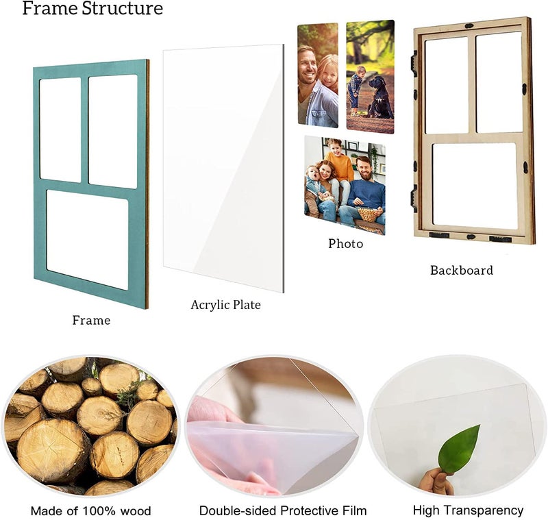 ZEEYUAN 3 Picture Frame Collage Photo Frame for 4x6 and 5x7 Pictures  Wooden Picture Frame Photo Collage Frame for Desktop Wall Multiple Family Photo Frame - Image 5