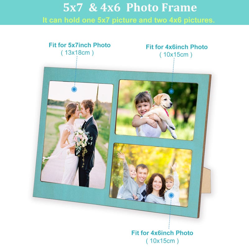 ZEEYUAN 3 Picture Frame Collage Photo Frame for 4x6 and 5x7 Pictures  Wooden Picture Frame Photo Collage Frame for Desktop Wall Multiple Family Photo Frame - Image 2