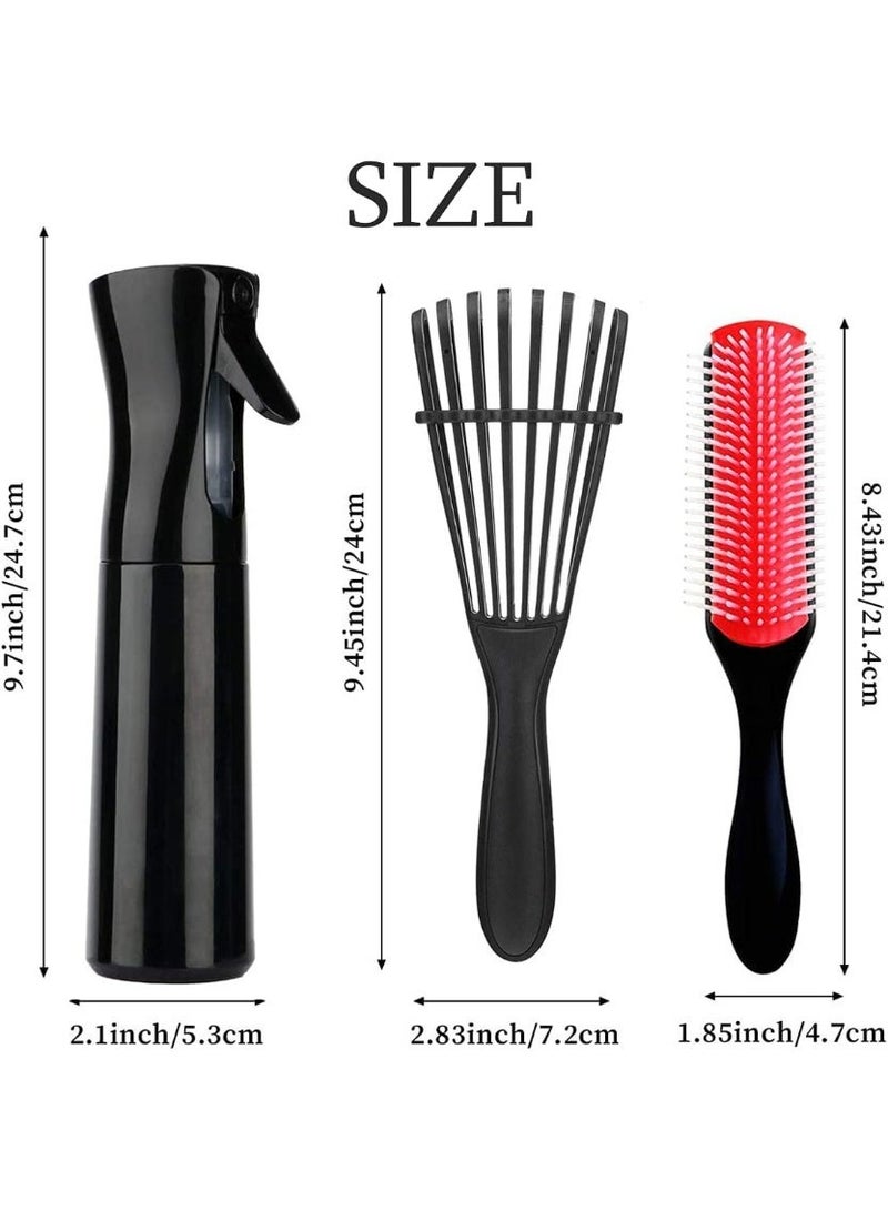 3 PCS Hair Brush Spray Set, With Detangling Nylon Bristle Brush, Styling Brush And Hair Mist Spray Bottle, For Women Hairstyling, Hair Brush Tools, For Curly Hair, Straight Long Hair - Image 2