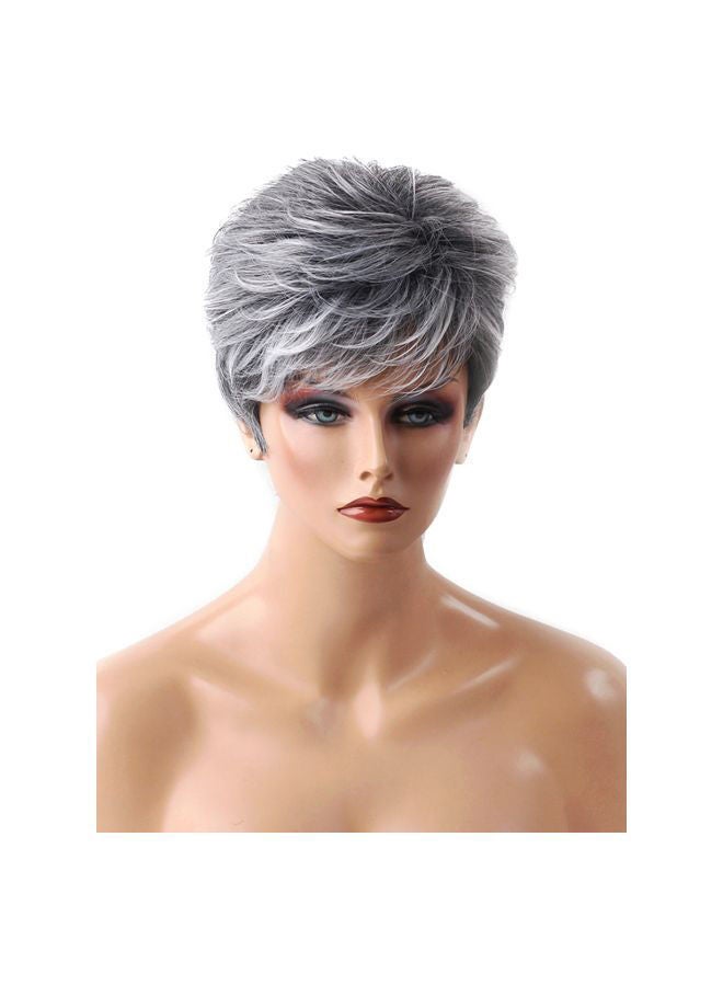 نيبمينينت شعر مستعار صناعي قصير بتصفيف مفرود رمادي 8بوصة - Image 1