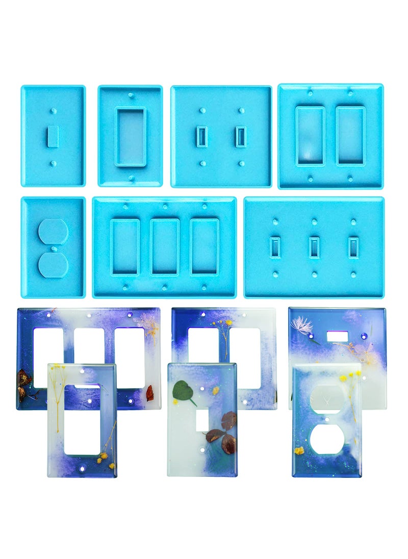 FUYAKEJI FUYAKEJI Light Switch Mold Outlet Cover Resin Mold Silicone 7 Pieces Switch Molds Resin Crafts Making Home Decor 
