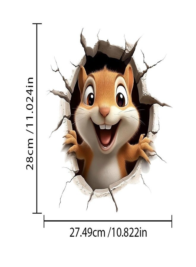 Iprokiu Cute Animal Toilet Sticker Waterproof 3D Funny Dog Cracking Toilet Seat Lid Decal Bathroom Wall Sticker Squirrel Toilet Lid Decal Home Decoration (Squirrel) - Image 4