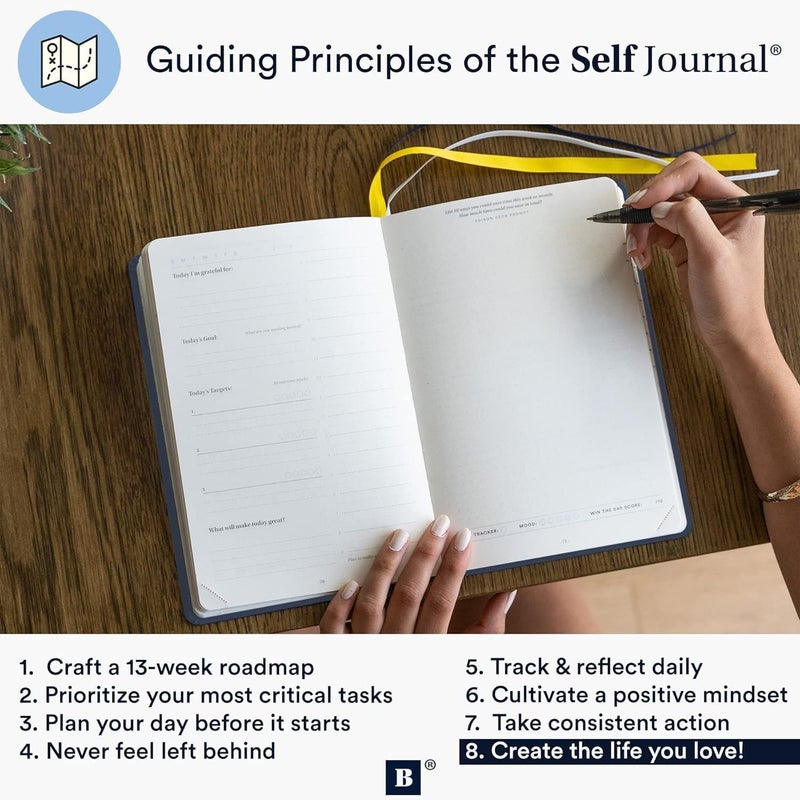BestSelf Co. BestSelf 13-Week Self Journal & Goal Planner â€“ Undated Daily ADHD-Friendly Journal for Men & Women | Productivity, Gratitude, Reflection & Habit Tracker | 2026 Life Organizer with Prompts, Distance Navy - Image 4