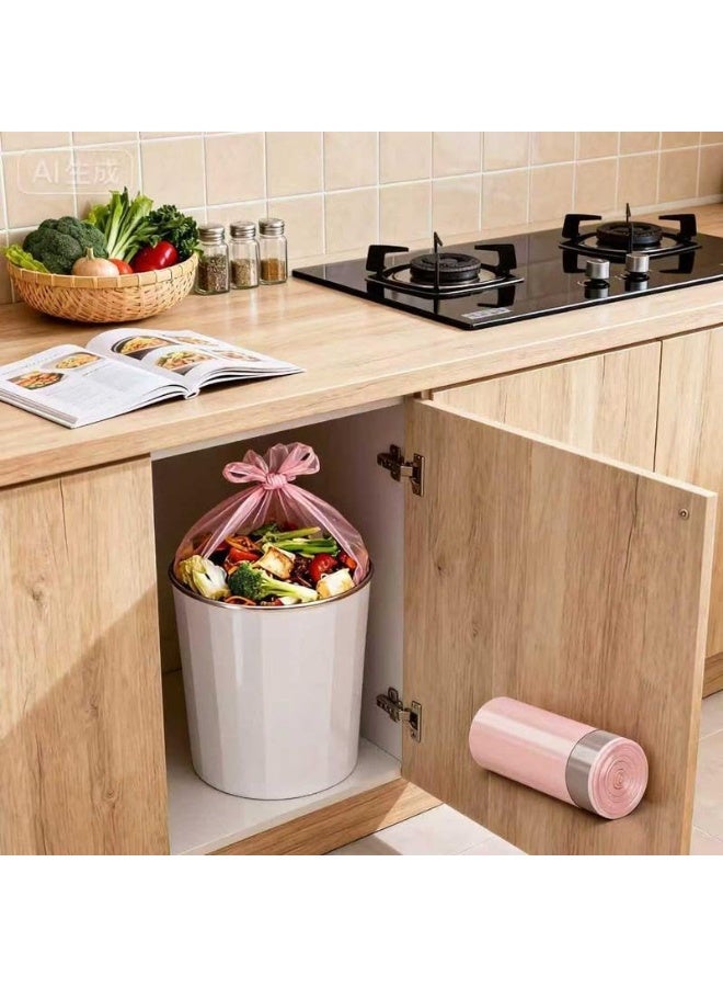 45pcs Pack, 3 Rolls, Heavy Duty 4 Gallon Drawstring Plastic Trash Bags - Collapsible, Leak-Proof, Easy-Tie for Bathroom, Restroom, Bedroom, Office, and Toilet Trash Cans - Image 4