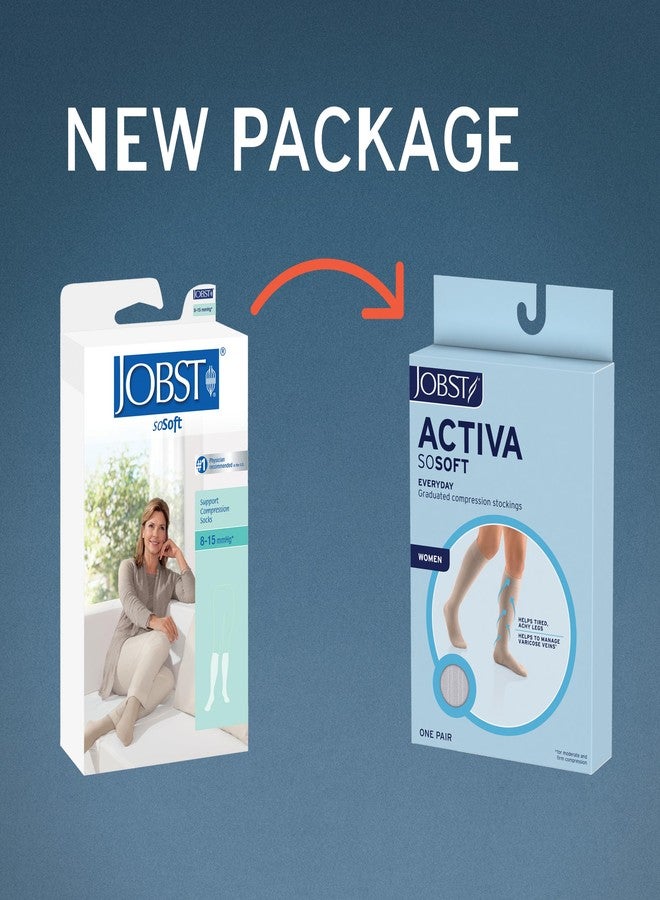 جوبست جوارب ضغط JOBST ACTIVA SoSoft 8-15 مم زئبق، تصل إلى الركبة، مغلقة من الأمام، بتصميم مضلع، لون رملي، مقاس متوسط - Image 3