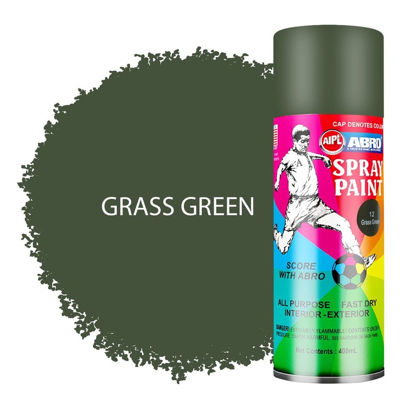 Abro SP-12 Multipurpose Colour Spray Paint Can (400ml, Grass Green) DIY Quick Drying for Metal, Wood, Walls, Automotive Cars and Bikes - Image 2