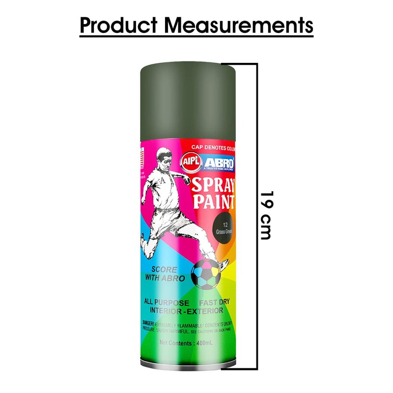 Abro SP-12 Multipurpose Colour Spray Paint Can (400ml, Grass Green) DIY Quick Drying for Metal, Wood, Walls, Automotive Cars and Bikes - Image 4