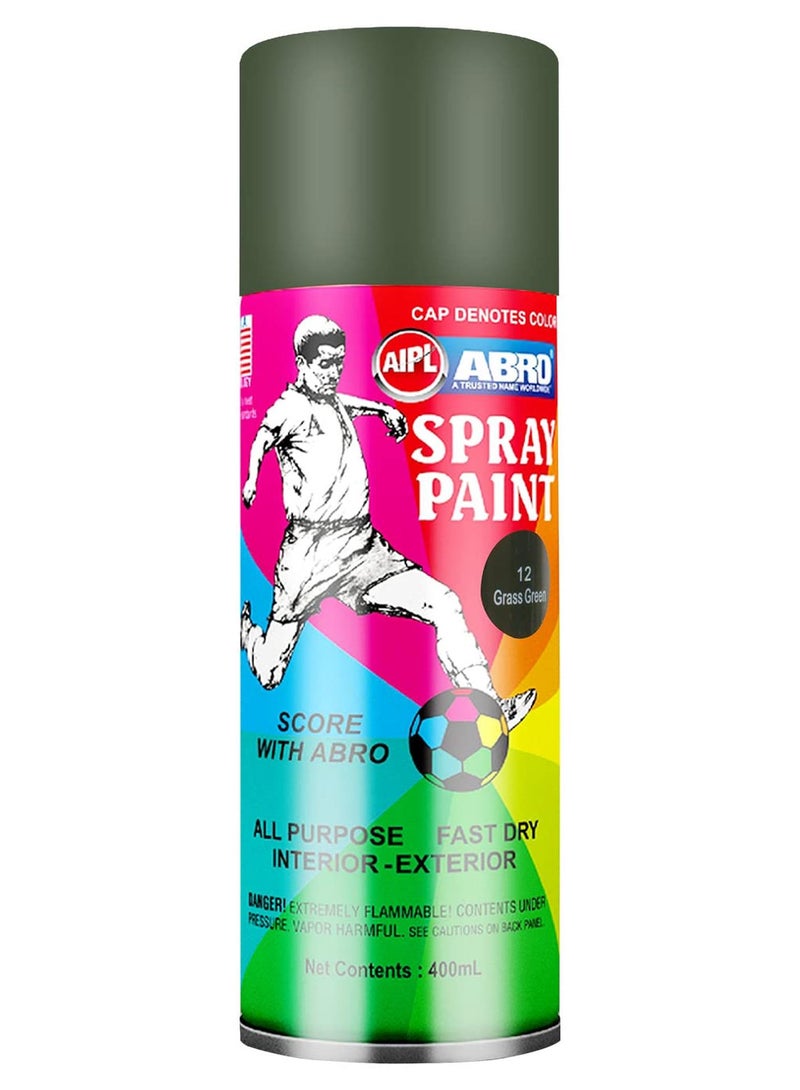 Abro SP-12 Multipurpose Colour Spray Paint Can (400ml, Grass Green) DIY Quick Drying for Metal, Wood, Walls, Automotive Cars and Bikes - Image 1