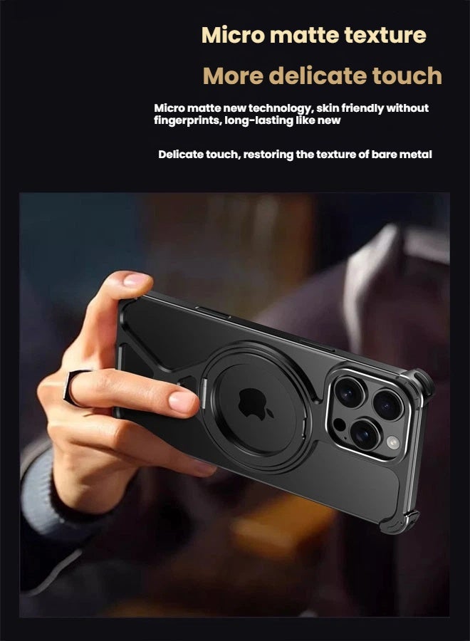 general Invisible bracket mobile phone case suitable for iPhone 16ProMax/16Pro metal magnetic four-corner anti-fall mobile phone protective cover - Image 3