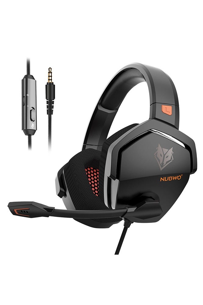 NUBWO N16 Gaming Headsets,Over Ear Headphones with Microphone,Stereo Sound,Wired Xbox Headet with 3.5mm Audio Jack(Black Orange) - Image 1
