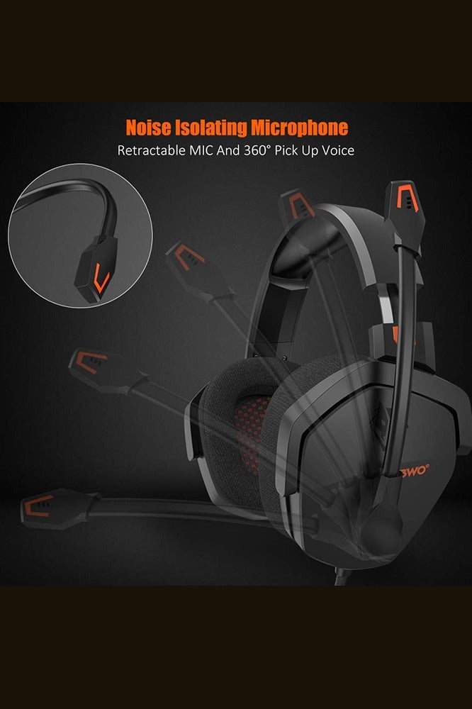 NUBWO N16 Gaming Headsets,Over Ear Headphones with Microphone,Stereo Sound,Wired Xbox Headet with 3.5mm Audio Jack(Black Orange) - Image 5