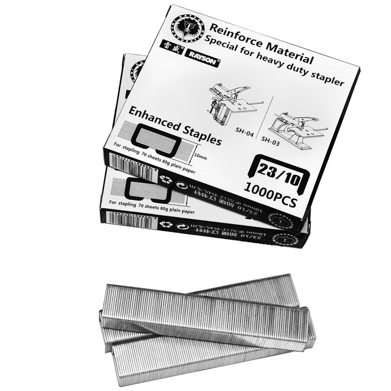 Heavy Duty Staples, 23/10, 1000/box, Pack of 2 | Leg Length: 10mm supports matching heavy duty staplers. Suitable for office, school, home, and business document work. - Image 1