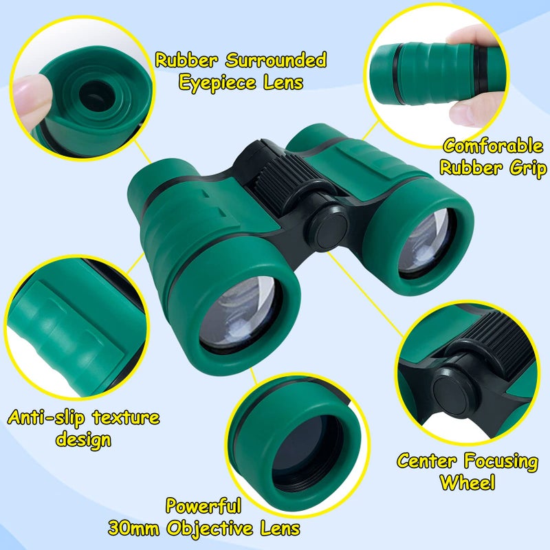 ESSENSON Binoculars for Kids Toys Gifts for Age 3-12 Years Old Boys Girls Kid Telescope Outdoor Toys for Sport and Outside Play Hiking, Bird Watching, Travel, Camping, Birthday Presents (Forest Green) - Image 2
