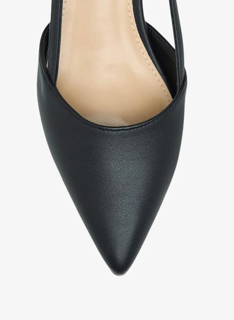 Flora Bella By Shoexpress Women Solid Pointed Toe Shoes with Kitten Heels and Buckle Closure