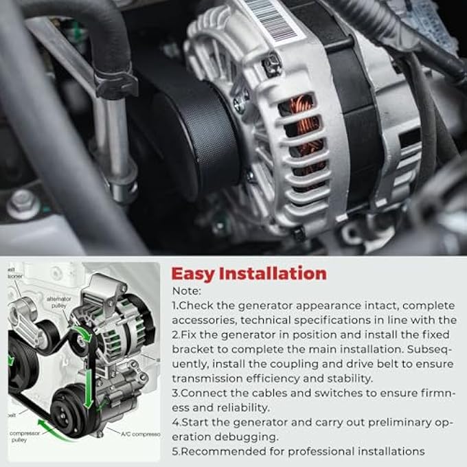 HPEVA Alternator 12V 120A Compatible with Nissan Sentra L4 2.0L 2020 2021 2022,Car Alternator Parts,Replaces 23100-6LB0A/21603/F000BL079B - Image 5