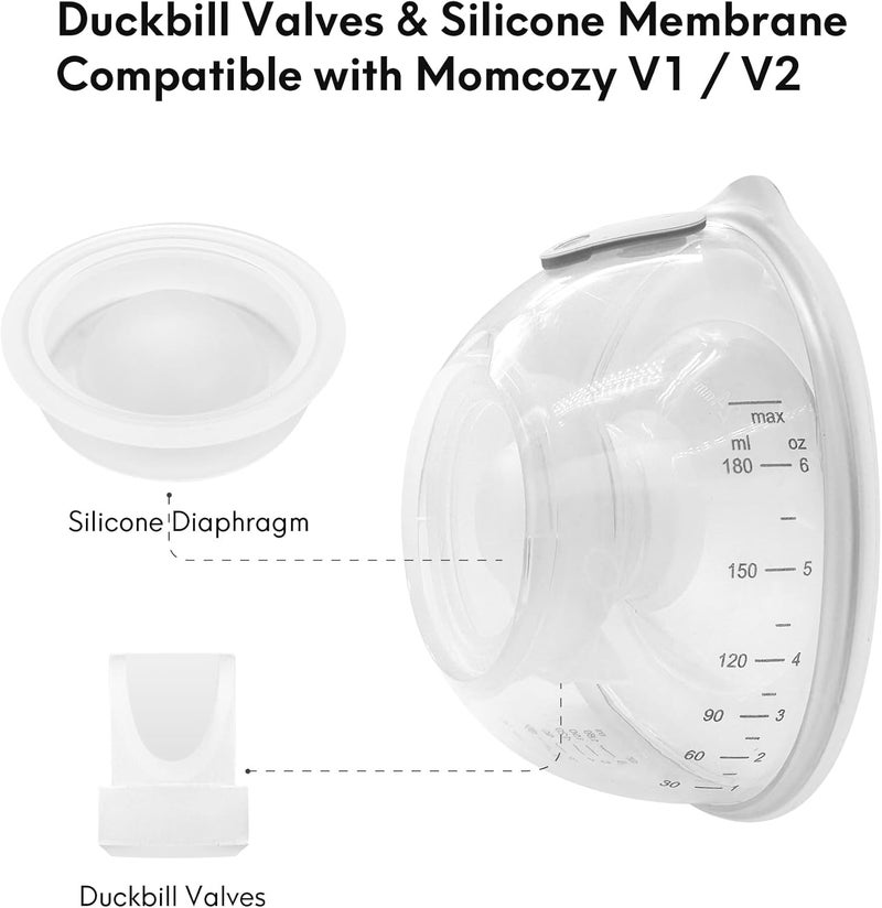 Durceler Replacement 4 Duckbill ValvesDuck Bill Valve  2 Silicone MembraneDiaphragm Compatible with Momcozy V1  V2 Wearable Breast Pump Pump Seal Accessories Made by Durceler Not Original Pump Parts - Image 2